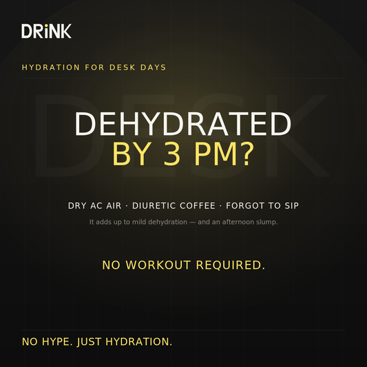 Infographic: dehydrated by 3 PM — hydration for desk days