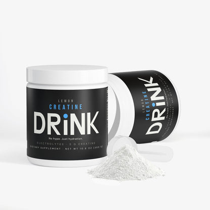 DRiNK Lemon Creatine electrolyte powder container label detail