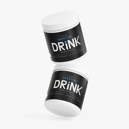 DRiNK Lemon Creatine electrolyte powder tub shown from another angle